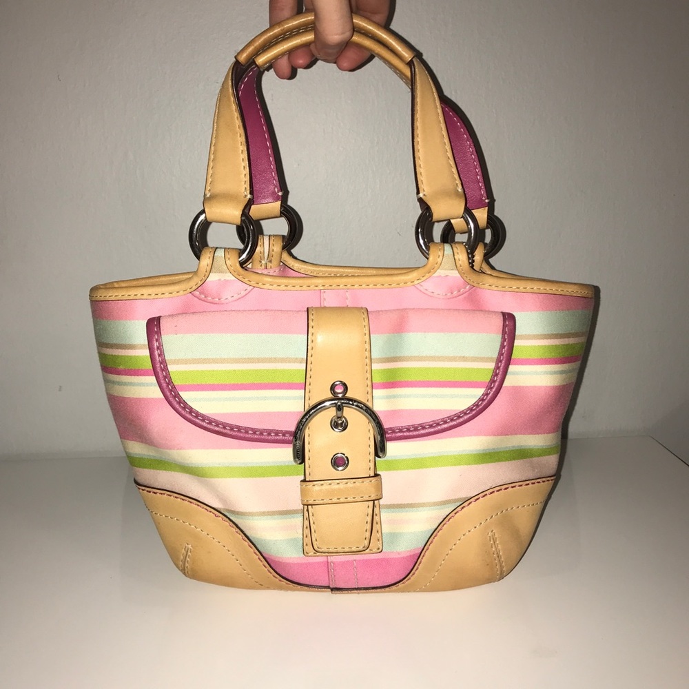 COACH Colorful Striped Shoulder Bag